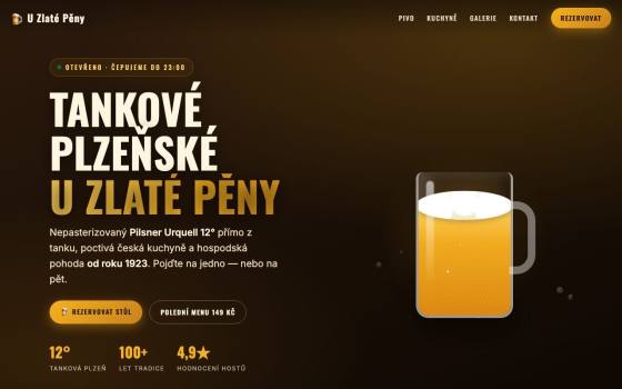 U Zlaté Pěny — web reštaurácie