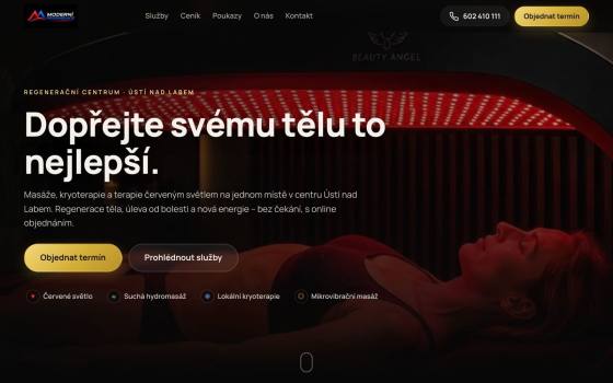 Moderní regenerace — web s online rezerváciami